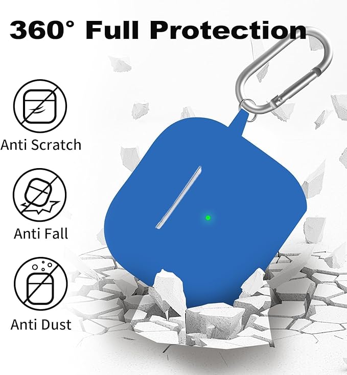 for Airpods 4th Case Cover, Come with Cleaner Kit,Soft Skin Silicone Case Cover with Keychain, Full Protective Case for Men and Women, Compatible with AirPods 4th Generation Case,Blue