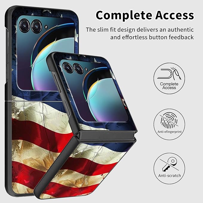 for Motorola Moto Razr 2024 Case,Moto Razr 50 Phone Case Cute Slim Hard PC Ultra-Thin Anti-Scratches Shockproof Protective Cover,Cute Flag