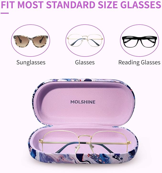 molshine Hard Shell Sunglasses Case,Classic Large Glasses Case for Women Men,Sunglass Eyeglasses