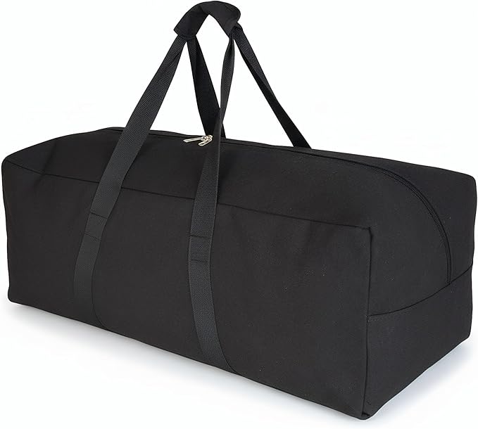 DoYiKe Extra Large Canvas Travel Duffle Bag Heavy Duty, Sports Military Travel Camping Travel Tent Storage Black