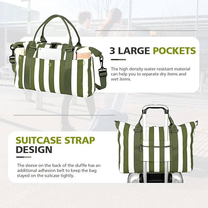 TOPBAG Travel Duffle Bag, Waterproof Weekender Carry On Tote Bags for Women, Sport Gym Bag for Men, Hospital Bag for Labor and Delivery, Overnight Luggage Bag with Trolley Sleeve