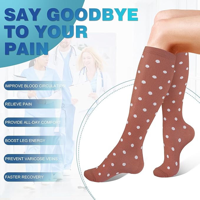 cerpite Compression Socks for Women & Men Circulation 8 Pairs Compression Socks 20-30 mmhg Best for Running,Nurse,Travel