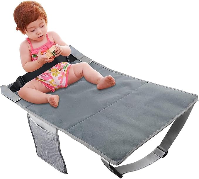 Kids Airplane Foot Pedal, Portable Folding Airplane Footrest, Universal Fit Adjustable Children Airplane Seat Extender (Grey)