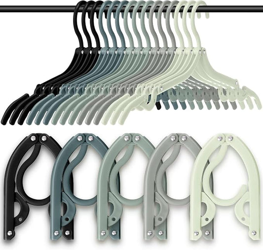 Teenyyou 15 Pcs Travel Hangers Cruise Ship Essentials Foldable Portable Plastic Vacation Hangers Non Slip Clothes Drying Rack Travel Accessories for Dormitory School Hotel Laundry (Vintage Color)