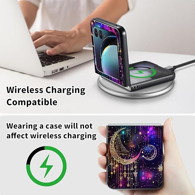 for Motorola Moto Razr Plus 2024 Case,for Moto Razr 50 Ultra Case Cute Slim Hard PC Thin Anti-Scratches Shockproof Protective Phone Cover for Motorola 50 Ultra,Purple Glitter Moon