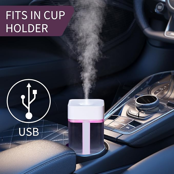 Portable Small Humidifier, Auto Shut-Off USB Personal Desktop Humidifier for Car, Office Room, Bedroom (Colorless)