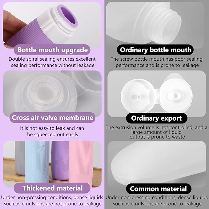 Tbestmax 12 Pack Travel Toiletry Bottles - 3oz Leakproof Silicone Containers, Refillable Travel Accessories for Shampoo, Conditioner, Lotion, 4 Colors
