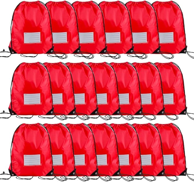 20 Pcs Drawstring Bags,Bulk Draw String Backpack, DIY Gym Sports Cinch Bag Sackpack for Women Men, Red