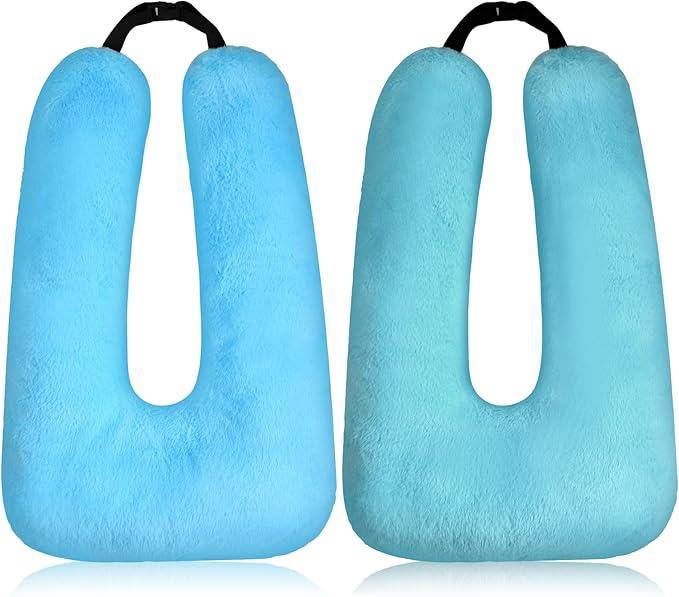Barydat 2 Pcs Car Travel Pillow for the Back Seat 28 x 18 in Sleeping Reading Pillows for Distance Travel Car Cushion for Kids Adults Head and Body Support U Shaped Pad (Blue, Green)