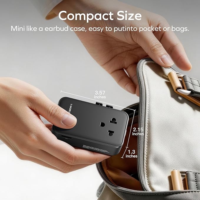 (2026 NEW) MOMAX Universal Travel Adapter, Ultra-Thin 1-World Pocket 70W GaN International Plug Adapter with 3 USB-C & 1 USB-A Fast Charging All-in-One Wall Charger for USA EU UK AUS (1-Pack, Black)