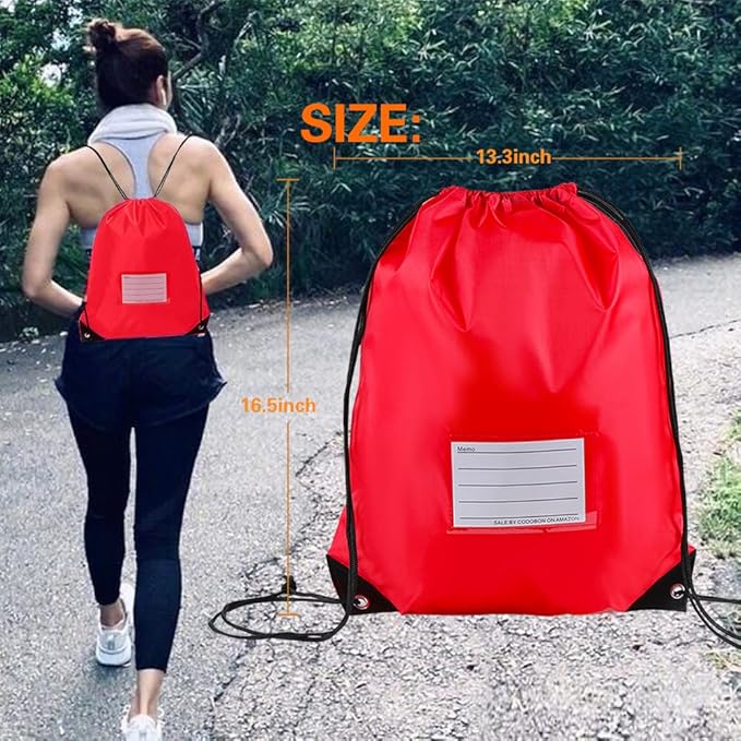 CODOBON 40 Pcs Drawstring Bags,Bulk Draw String Backpack, DIY Gym Sports Cinch Bag Sackpack for Women Men, Red