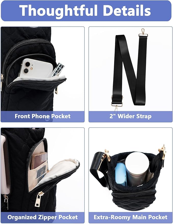 Water Bottle Holder with Strap for 30/32 oz, Crossbody Water Bottle Carrier Bag with RFID Blocking Phone Pocket