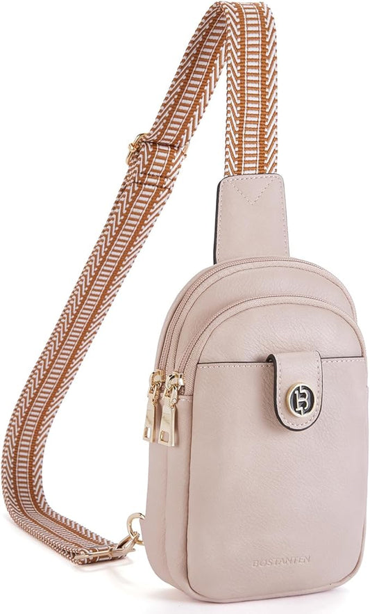 BOSTANTEN Sling Bag Crossbody Bags for Women Trendy Crossbody Purse Leather Chest Bag
