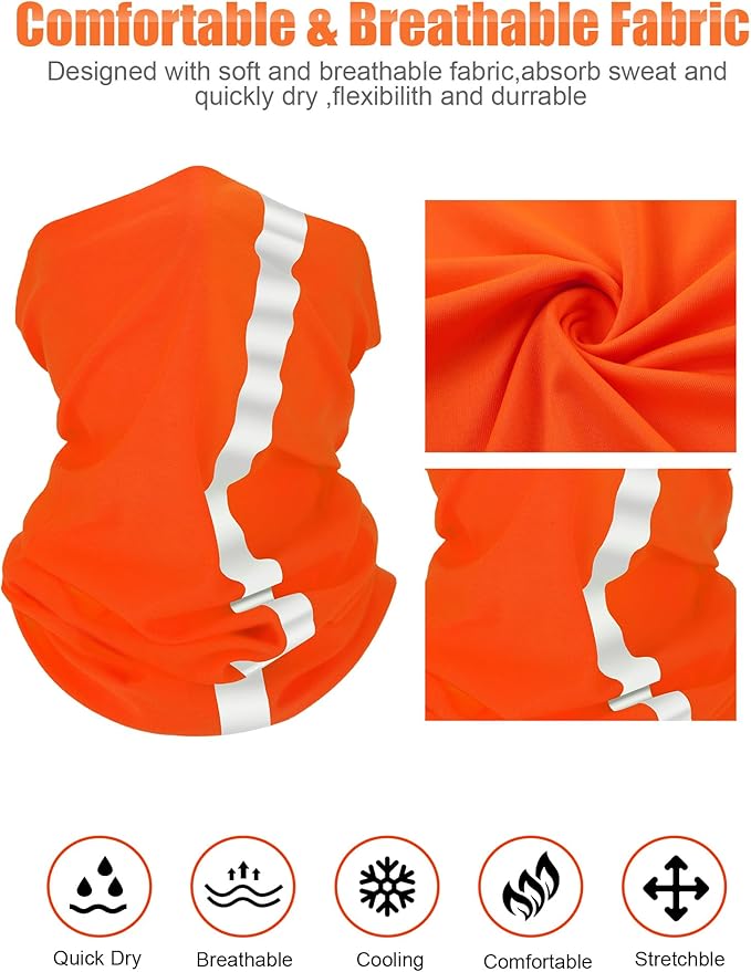 SATINIOR 8 Pcs Neck Gaiter Face Mask, Reflective Summer UV Protection Cooling Scarf Neon Breathable Bandana for Men Women