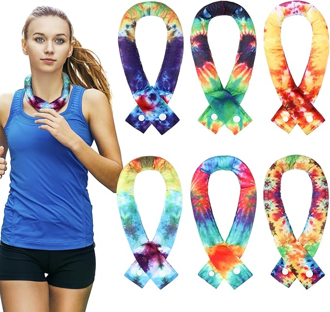 Xuhal 6 Pieces Cooling Neck Wraps Cooling Bandana Neck Cooler Ice Cooler Scarf for Women Summer Outdoor Sport Activity