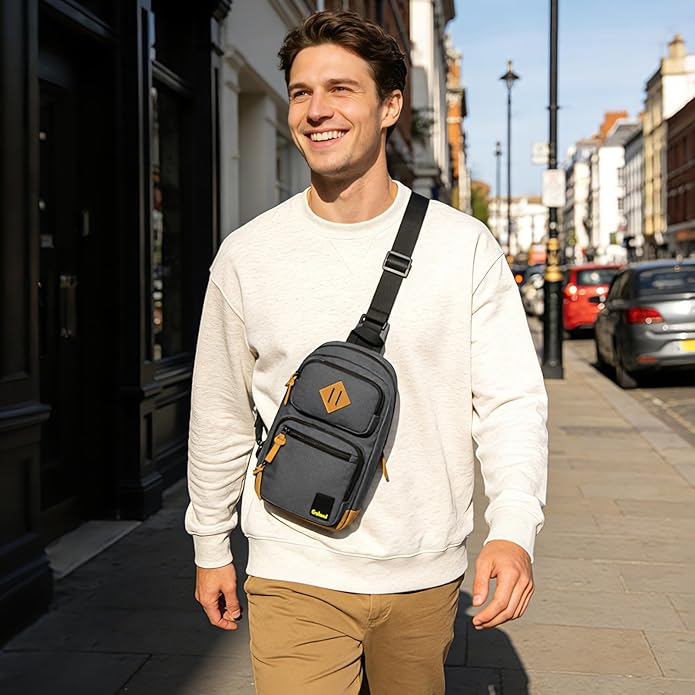 Goloni Sling Bag Crossbody Shoulder Bag for Men Women,Waterproof Lightweight Casual Daypack with Multi-Pockets