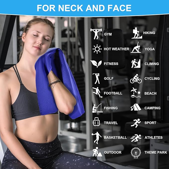 4 Pack Cooling Towels for Neck and Face(40"x12"), Cooling Neck Wraps, Ice Towel for Hot Weather, Soft Breathable Gym Towel, Cool Towel for Workout, Camping, Yoga, Sport, Running