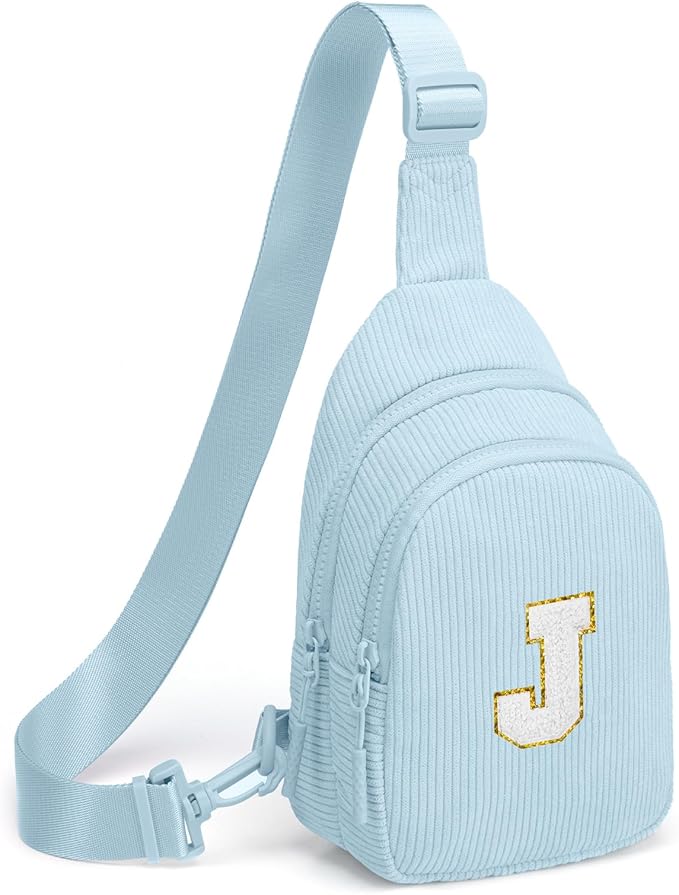 Viverte Small Corduroy Sling Bag Initial Crossbody Bag Fanny Pack for Girls Personalized Birthday Gifts for Teen Girls Gifts