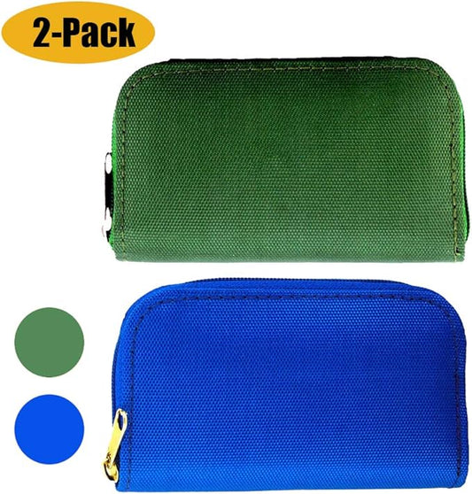 2PACK Memory Card Case - Carrying Case Suitable for Micro SD, Mini SD and 4X CF, Card Holder Bag Wallet for Media Storage Organization (Blue+Green)
