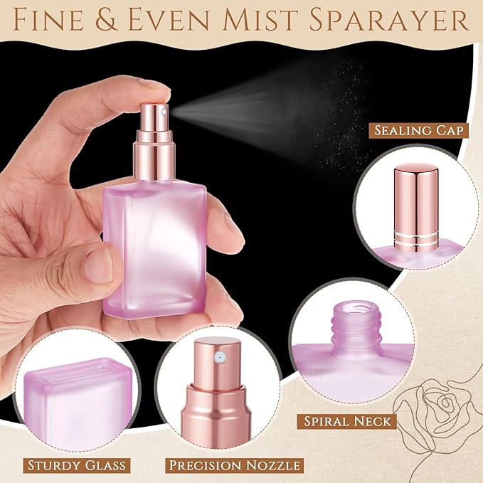 Domensi 30 Pcs 10/15/30/50 ml Glass Perfume Bottles Mini Glass Empty Spray Atomizer Bottles Bulk Refillable Perfume Dispenser Container with Pump Tool for Travel Skin Care (15 ml,Floral Color)