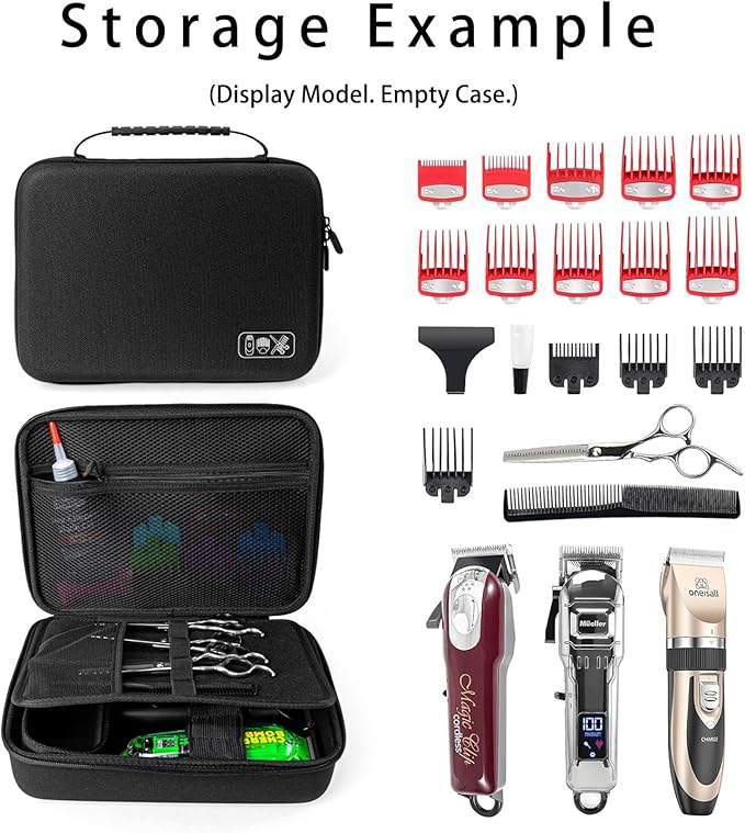 Hard Travel Case for Hair Clippers, Hair Cutting Barber Supplies Holder, Trimmer Organizer Storage Bag for Hatteker/Oneisal/Wahl 5Star/Andis Men Razor Guard Grooming Kits