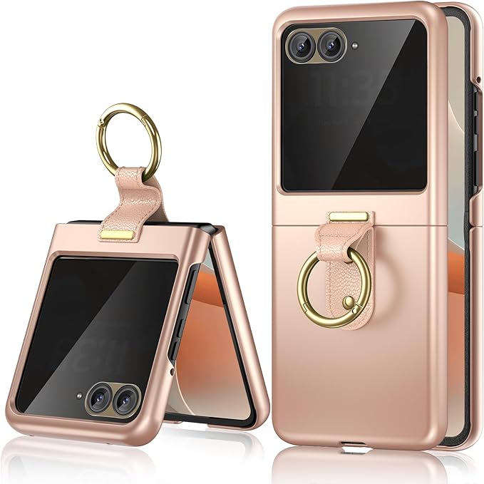 Maxdara for Motorola Razr 2026/2025/2024 Case [Not Fit Ultra or Plus], with Privacy Screen Protector & Ring Holder, Protective Cover for Moto Razr 2026/2025, Rose Gold (Privacy Screen)