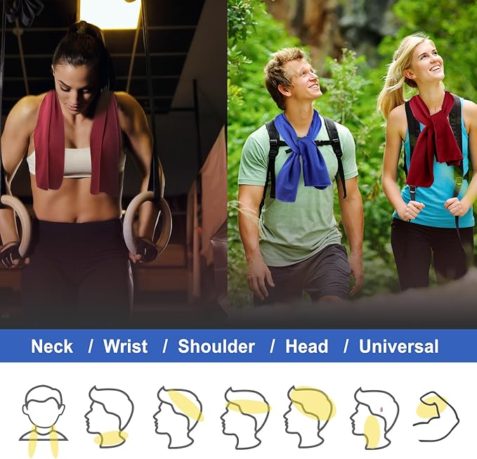 Pallesen Cooling Towel, Cooling Towels for Neck and Face, Cooling Towels for Hot Weather, Sports Cooling Towels, Cooling Towels for Yoga, Running & Gym, 5-Pack, 40" x 12", Random Color