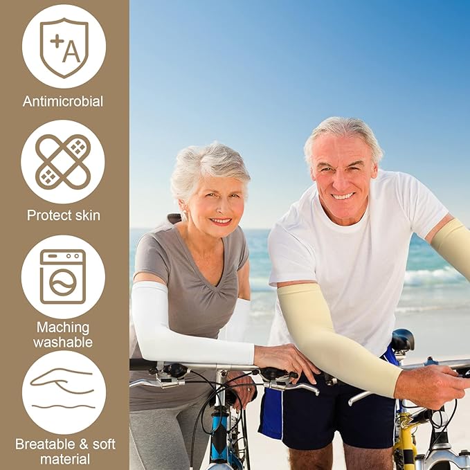 Janmercy 8 Pairs Elderly Skin Thin Protector Sleeves Bruise Abrasions Protective Arm Sleeve