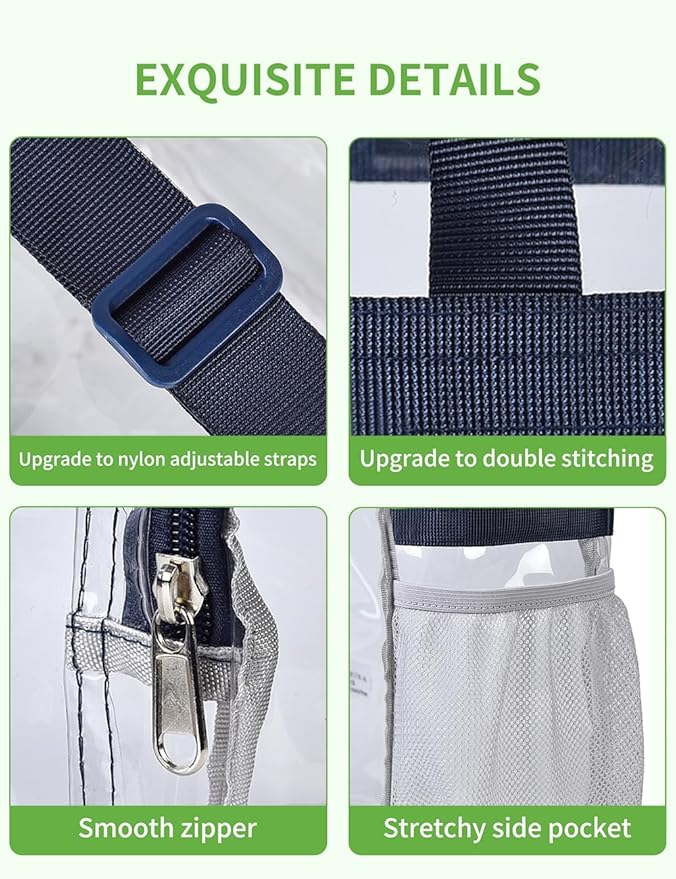 Bagenius Clear Tote Bag Stadium Approved, Game Day Satchel Bag with ‌Non-detachable Reinforced Strap for Concert, Work, Sport