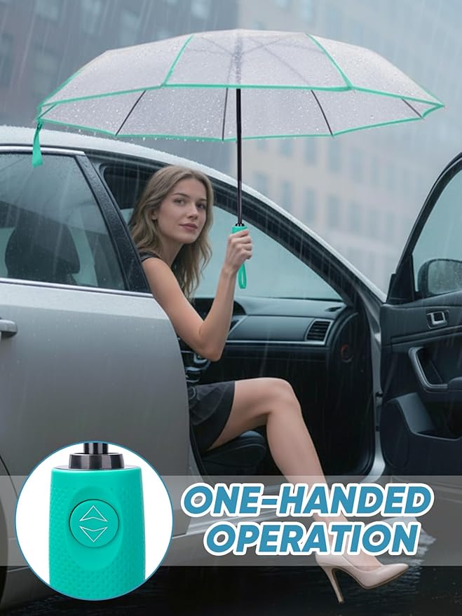 PTEROMY Windproof Travel Umbrellas for Rain and Sun, Withstands 85MPH Winds Auto Open Close Folding Umbrella with Ergonomic Handle, Quick Dry Canopy for Commuting or Backpack