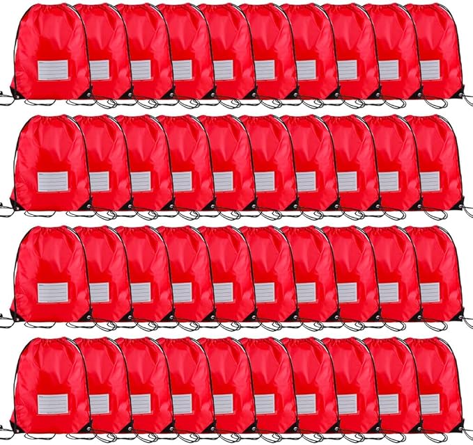 CODOBON 40 Pcs Drawstring Bags,Bulk Draw String Backpack, DIY Gym Sports Cinch Bag Sackpack for Women Men, Red
