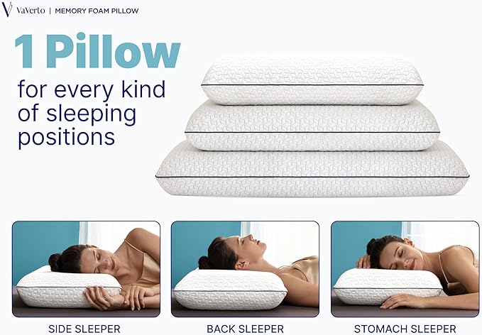 Cooling Gel Memory Foam Pillow - 1-Pack - King Size Bed Pillows For Sleeping - Firm Pillow - Back, Stomach and Side Sleeper Pillow - Shoulder & Back Pain Relief - Washable , Bamboo Viscose Cover