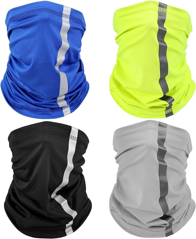 SATINIOR 4 Pcs Neck Gaiter Face Mask for Men Reflective Face Cover Scarf Summer UV Sun Protection Balaclava Bandana for Work