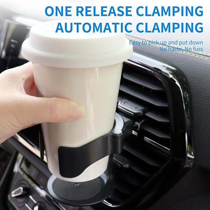 QIIYCCE Cup Holder for Car, Cup Holder Expander for Car Air Vents, Car Ashtray Holder, Suitable for Cars and Trucks with Horizontal Blade Vents (2PCS)