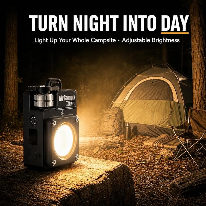 Portable Camping Light, 3500LM Adjustable LED Camping Lantern Rechargeable with 2.5-15H Runtime&Screen, Alloy Waterproof Camp Light for Power Outages, Emergency, Hurricane(Green)