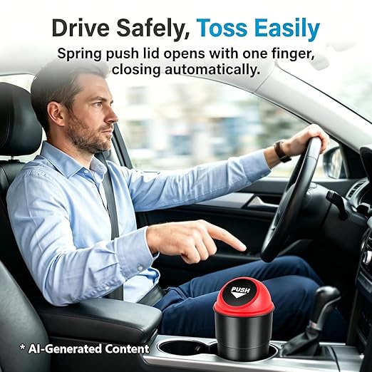 Small Automotive Cup Holder Garbage Can (Red)