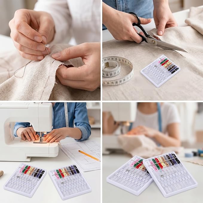 4 Pack Mini Sewing Kit Travel Size, Prethreaded Sewing Kits, Portable Needle and Thread Set with Pin Button for Travel, Home, Dorm, Hotel