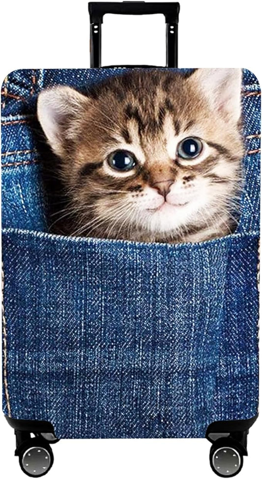 WUJIAONIAO Travel Luggage Cover Baggage Suitcase Cover Protector Skins 18-32 Inch (Cat B, L (for 25-28 inch luggage))