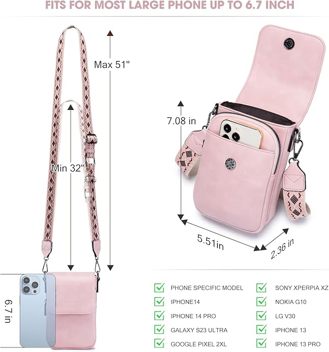 POIUGOYA Crossbody Bags for Women,Small Crossbody Purse with Triple Compartments,Cell Phone Wallet with Card Slots for Travel | Small
