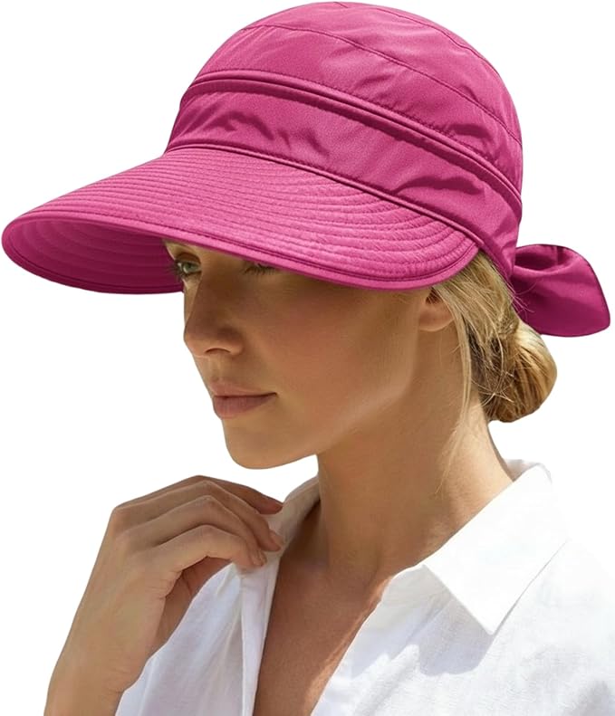 2-in-1 Women’s Sun Visor Sun Hat Zipper Off Ponytail Friendly, Lightweight Quick Dry, Summer UV Protection