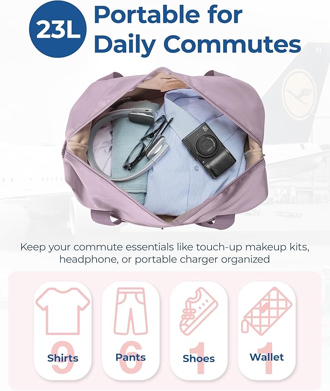 BAGSMART For Spirit Airlines Personal Item Bag, 23L Foldable Weekender Bags for Women Gym Tote Overnight Bag for Travel