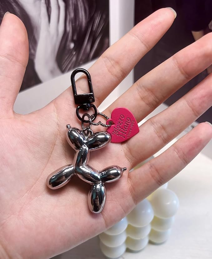 LAEKOU Jelly Balloon Dog Design Keychain for Women, Cute Girls Key Chain, Bag Charms Accessories for Car Purse Backpack