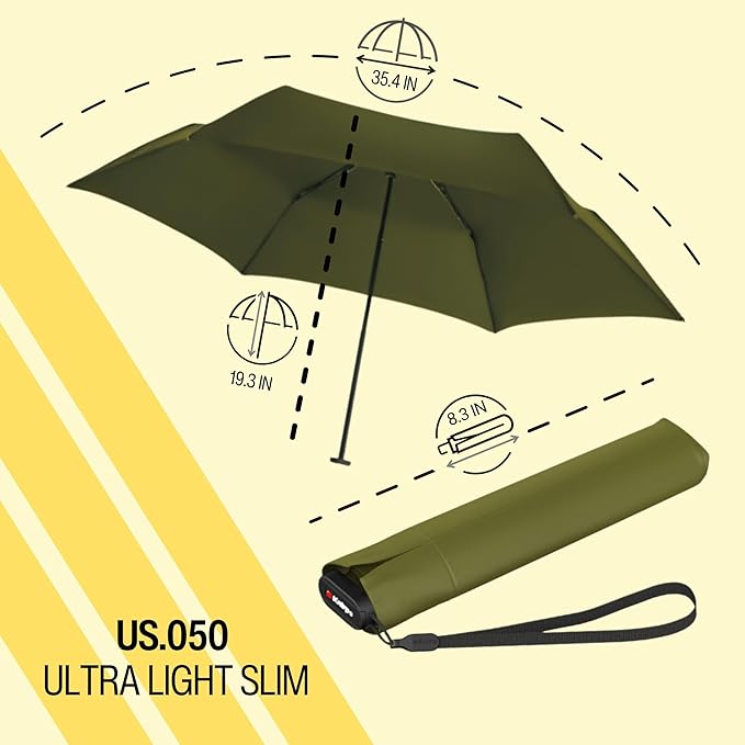 Knirps US.050 Ultra Light Pocket Size Manual Rain Umbrella with Carrying Case