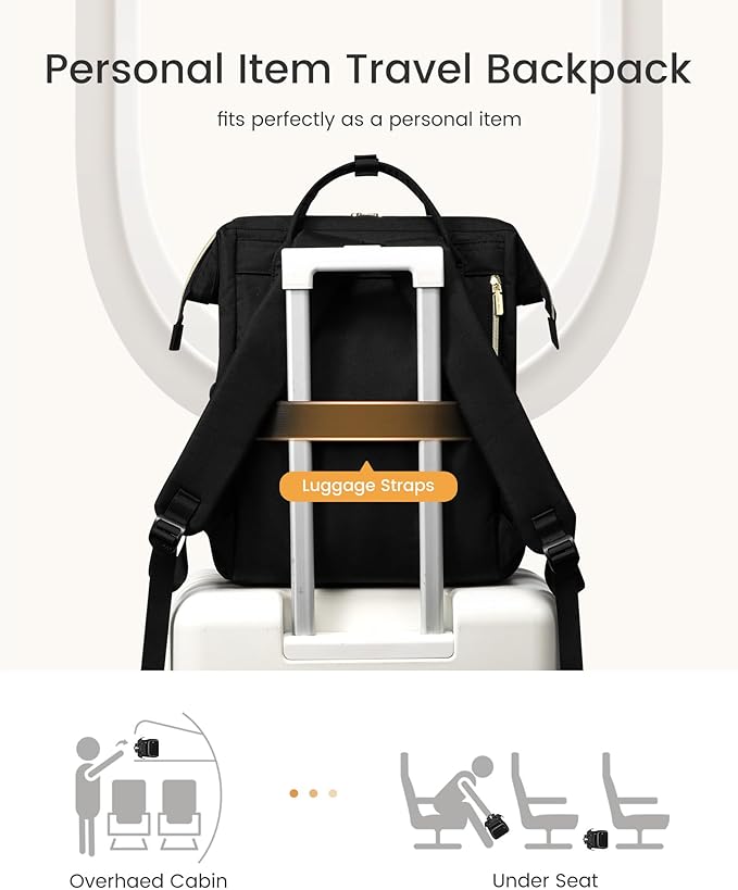LOVEVOOK Laptop Backpack for Women with Giant Tumbler Holder Pocket,15.6 inch Waterproof Travel Backpack Purse Computer Laptop Bag,Professional Work College Nurse Teacher Backpack Daypack,Dark Grey