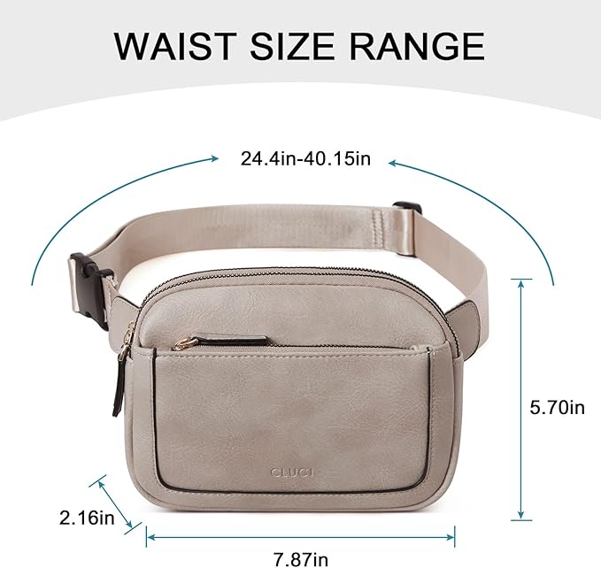 CLUCI Fanny Packs for Women Cross body, Belt Bag for Women, Mini Everywhere Crossbody Waist Bag Adjustable Strap, Vegan Leather Women's Fanny Pack