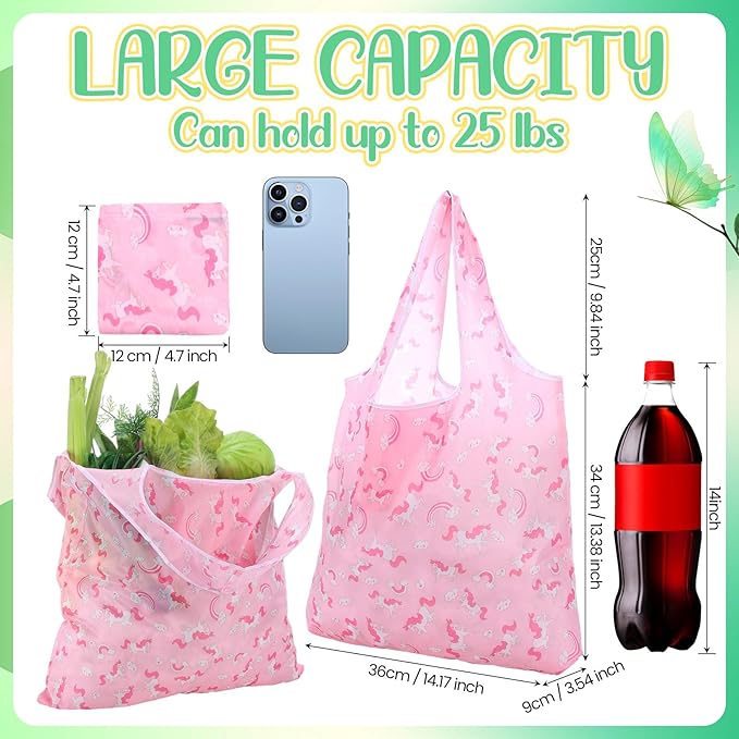 Weewooday 18 Pieces Foldable Reusable Shopping Bags Machine Washable Grocery Bags Waterproof