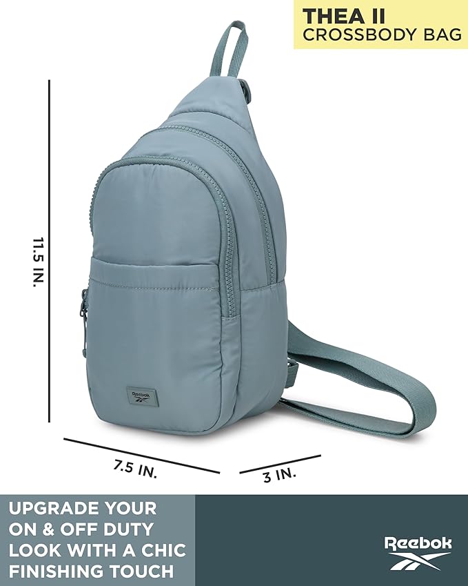 Reebok Unisex Crossbody Bag - Convertible Compact Durable Cross Body Bag for Women and Men - Gym and Travel Essentials, Size One Size, Thea II Trellis