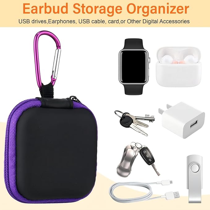 Paterr 30 Pack Square Earbud Case Multicolor Pouch Portable Earbud Storage Holder Small Headphone Carrying Case with Clip for Earpieces Memory Card Camera Chips Storage