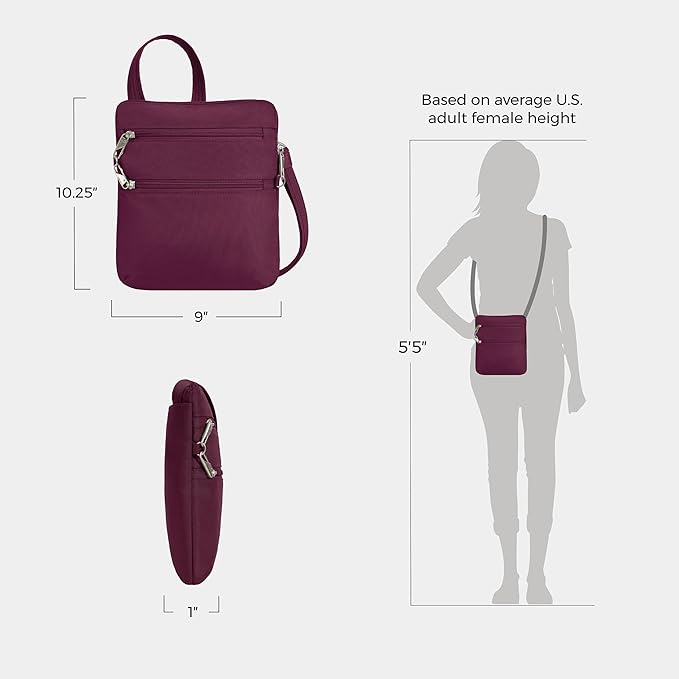 Travelon Anti-theft Classic Slim Double Zip Crossbody