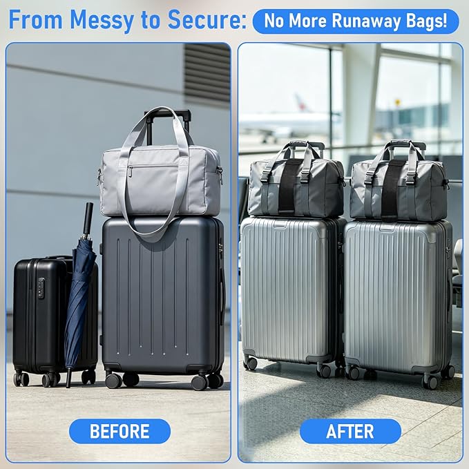 Luggage Straps 2 Pack Elastic Strap for Suitcases Adjustable Bungee Belt to Secure Carry on Travel Essentials for Multiple Bags Black